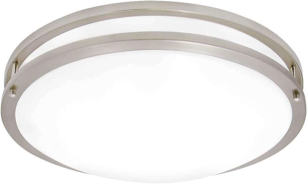 Maxxima 18 in. LED Flush Mount Ceiling Light, 5 CCT 2700K-5000K, 2000 Lumens, Round Color Selectable Dual Ring Fixture, Dimmable