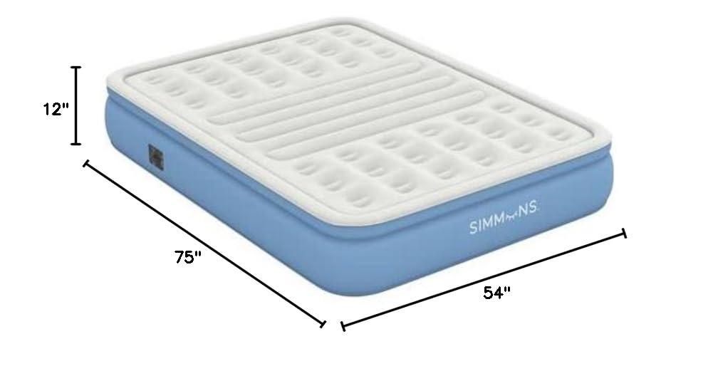 Simmons Simmons Lumbar Firm, 12" Tri-Zone Inflatable Air Mattress with Built-In Pump & Extra Lumbar Support