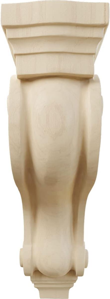 Hand-Carved Rubberwood Corbel with Hollow Back, 13" Height