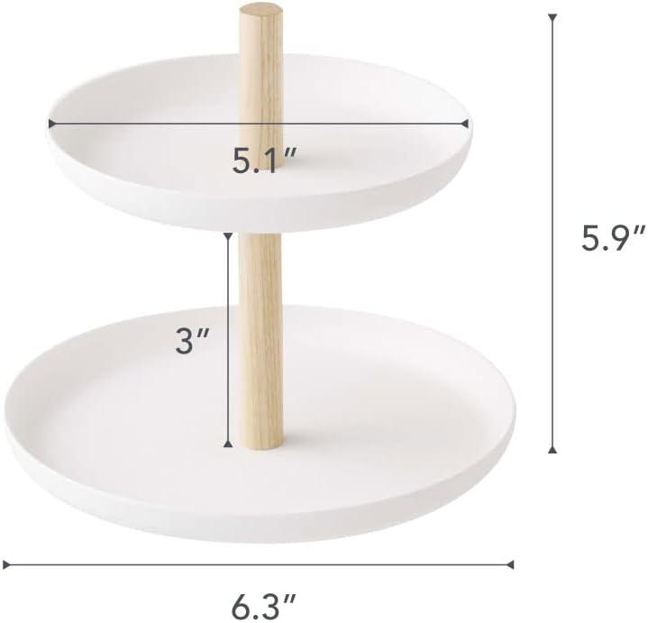 Yamazaki Home Tiered Accessory Trays, Steel + Wood