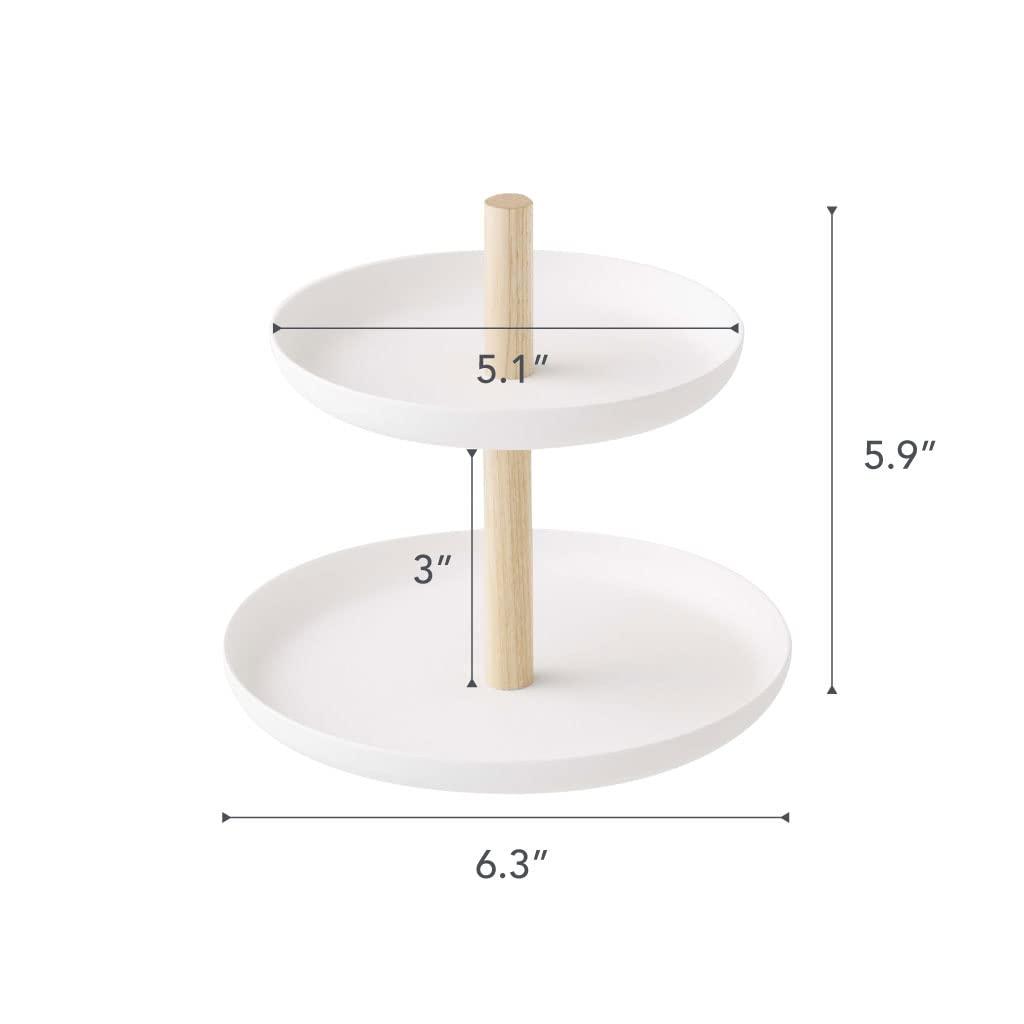 Yamazaki Home Tiered Accessory Trays, Steel + Wood
