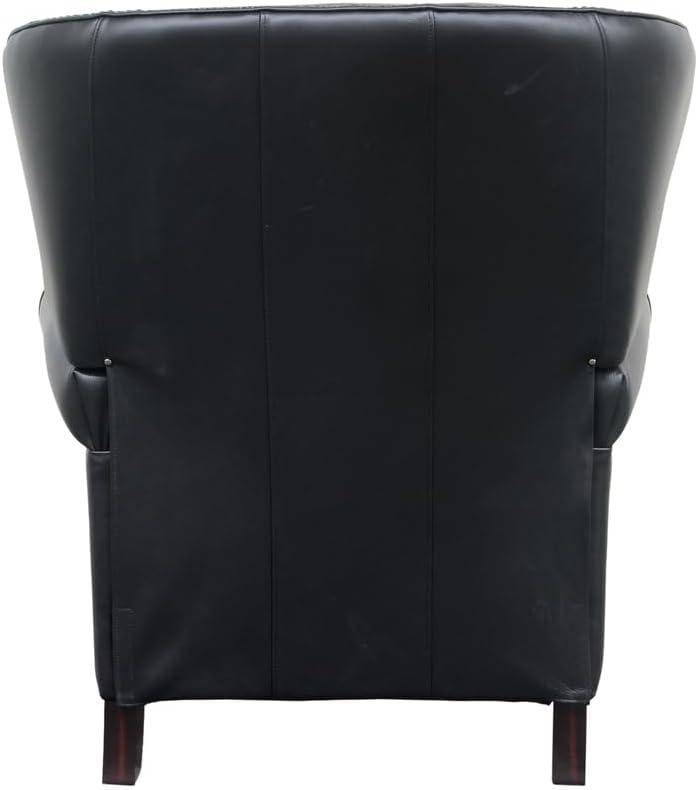 Presidential Black Leather Handcrafted Recliner with Wood Accents