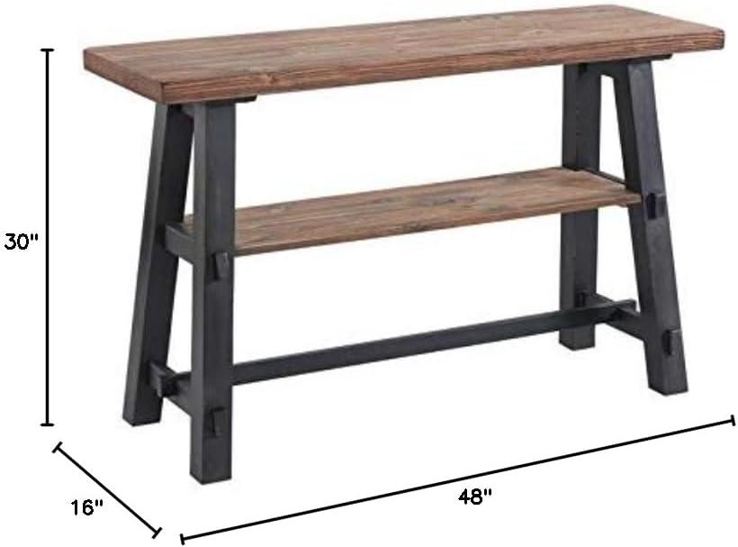 Adam 4-Piece Solid Wood Living Room Set with Distressed Black Sawhorse Legs