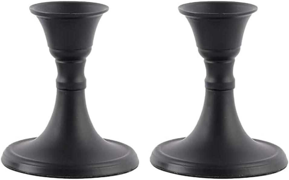 Black Metal Taper Candlestick Holders Set of 2