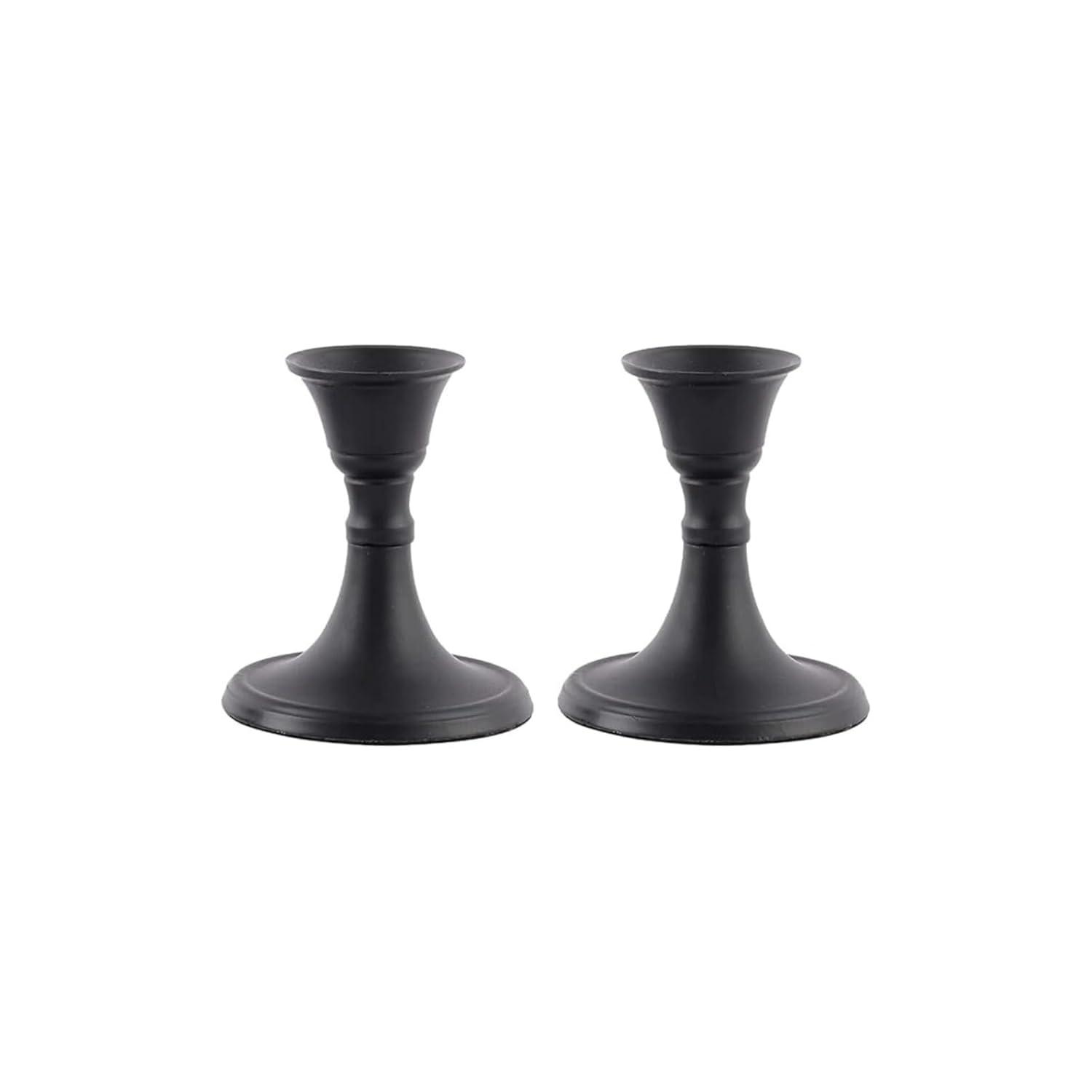 Black Metal Taper Candlestick Holders Set of 2
