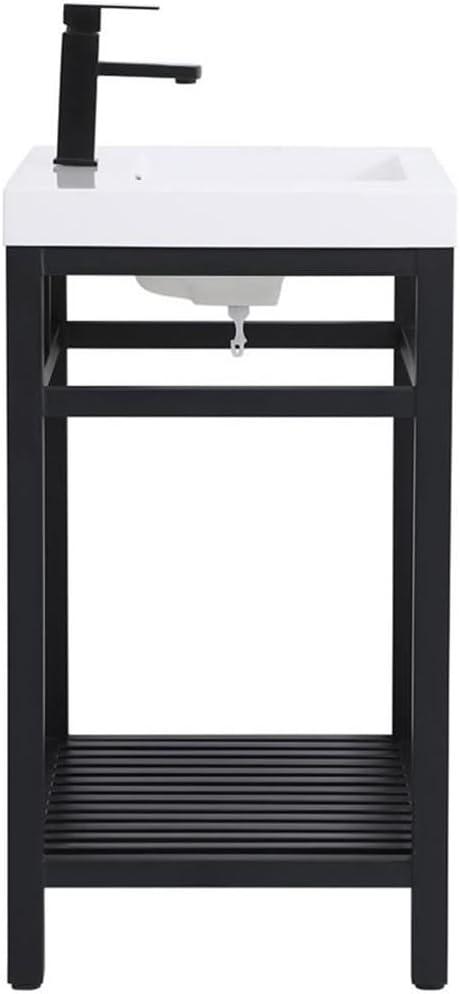 Elegant Decor Raya 30" Single Resin Top Metal Bathroom Vanity in Black