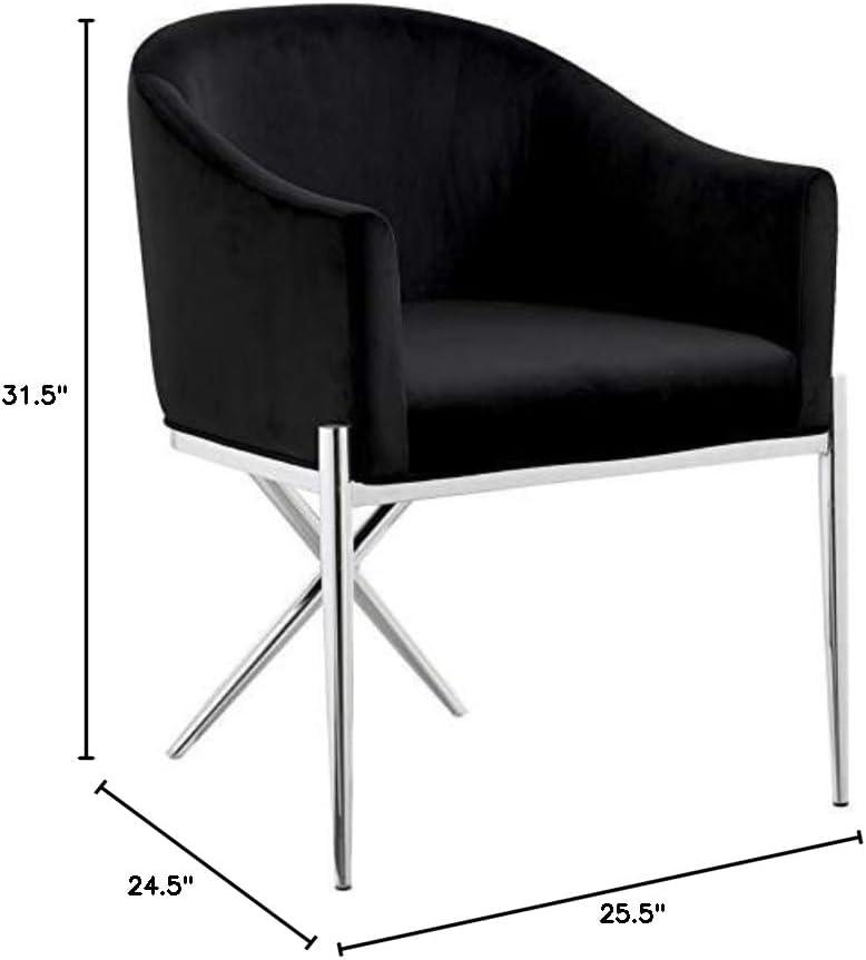 Meridian Furniture Xavier 19.5"H Velvet Dining Chair in Black