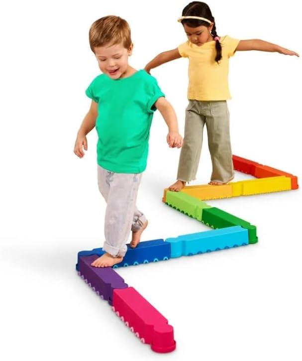 Battat Rainbow Ridge Balance Beams Active Playset with 10 Plastic Pcs, Toddler and Preschool Toys
