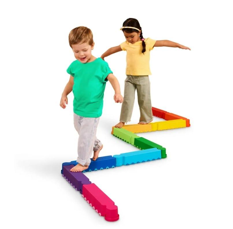 Battat Rainbow Ridge Balance Beams Active Playset with 10 Plastic Pcs, Toddler and Preschool Toys