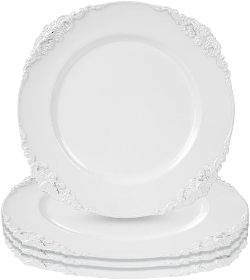 DIY Wedding Koyal Wholesale Vintage Charger Plate, White (Pack of 4)