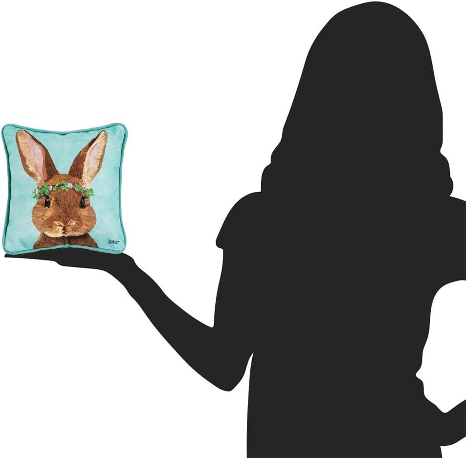 C&F Home 8" x 8" Clover Easter Spring Themed Bunny Spring Small/Petite Printed Accent Throw Pillow