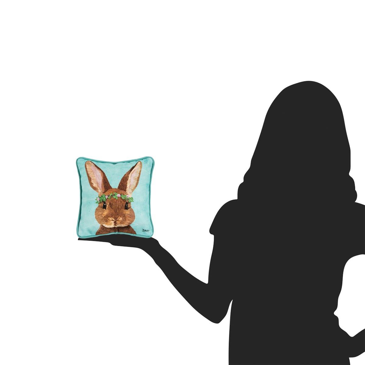 C&F Home 8" x 8" Clover Easter Spring Themed Bunny Spring Small/Petite Printed Accent Throw Pillow