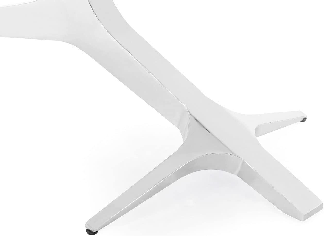 Contemporary White Gloss Dining Table with Stainless Steel Base