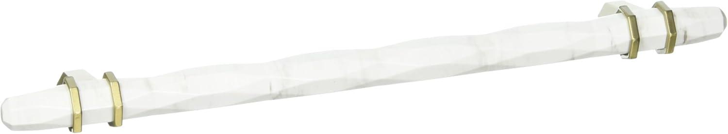 Amerock Carrione 8 inch (203mm) Center-to-Center Marble White/Golden Champagne Cabinet Pull, BP36663MWBBZ