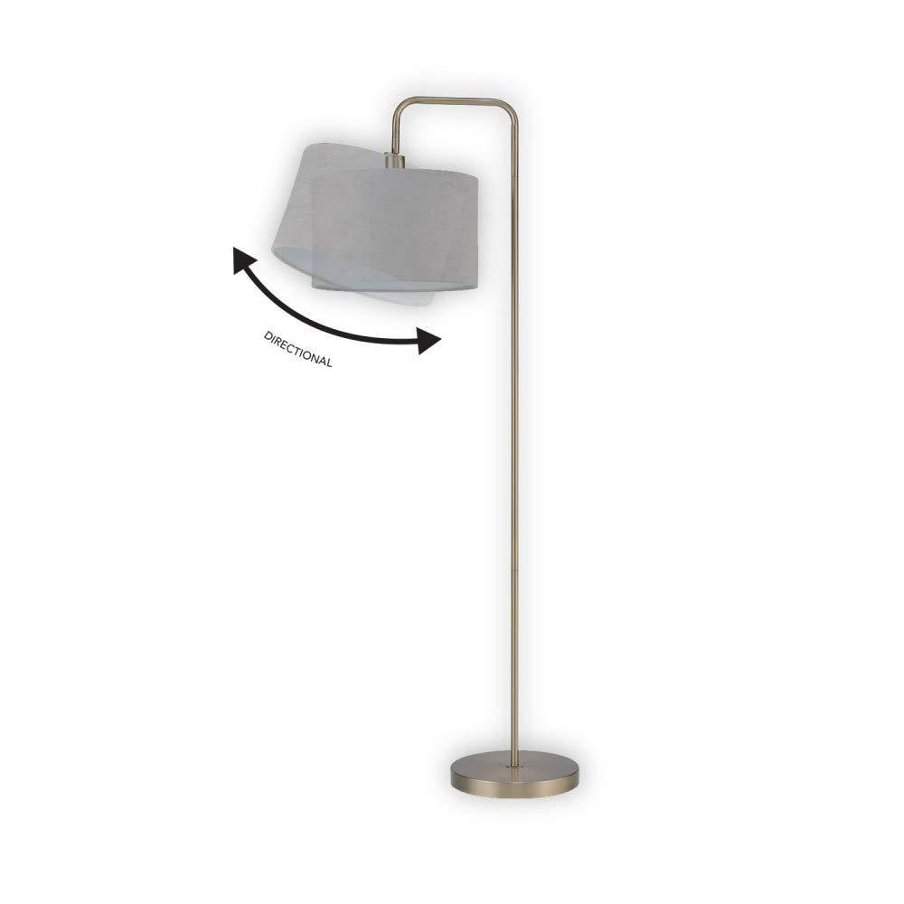 Globe Electric Barden 58" Brass Floor Lamp with Light Gray Velvet Shade, 67398