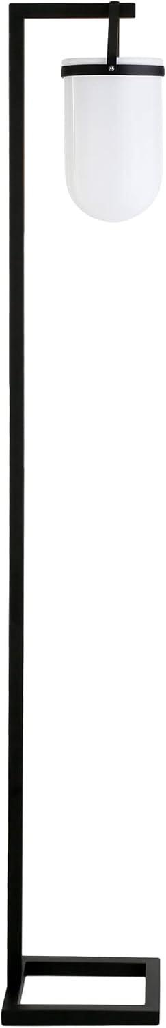 Evelyn&Zoe Shiloh 68" Tall Floor Lamp with Glass Shade, Blackened Bronze/White Milk