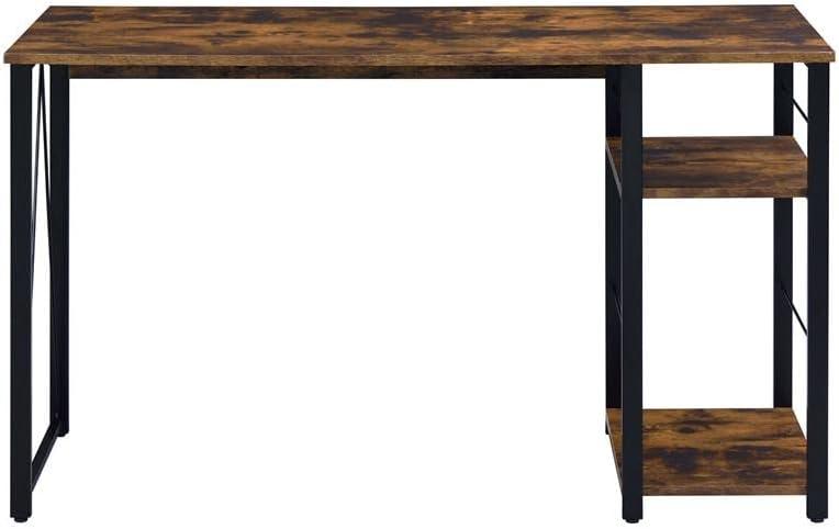 47 Inch Computer Desk with Open Shelves, Home Office Writing Desk with Large Tabletop Space and Metal Legs, Working Desk for Living Room Office, Oak