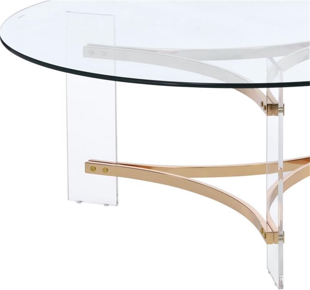 41" Sosi Coffee Table Gold Finish - Acme Furniture: Chic Acrylic Base, Clear Glass Top, No Assembly Required