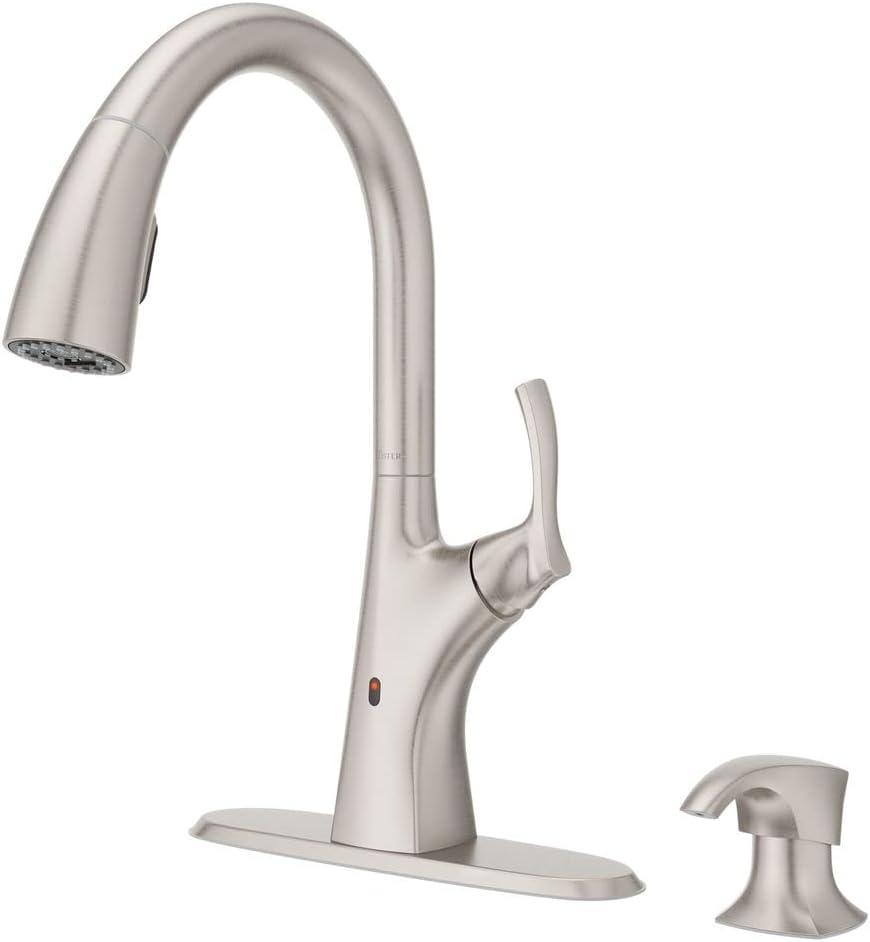 Spot Defense Stainless Steel Touchless Pull Down Kitchen Faucet with Soap Dispenser