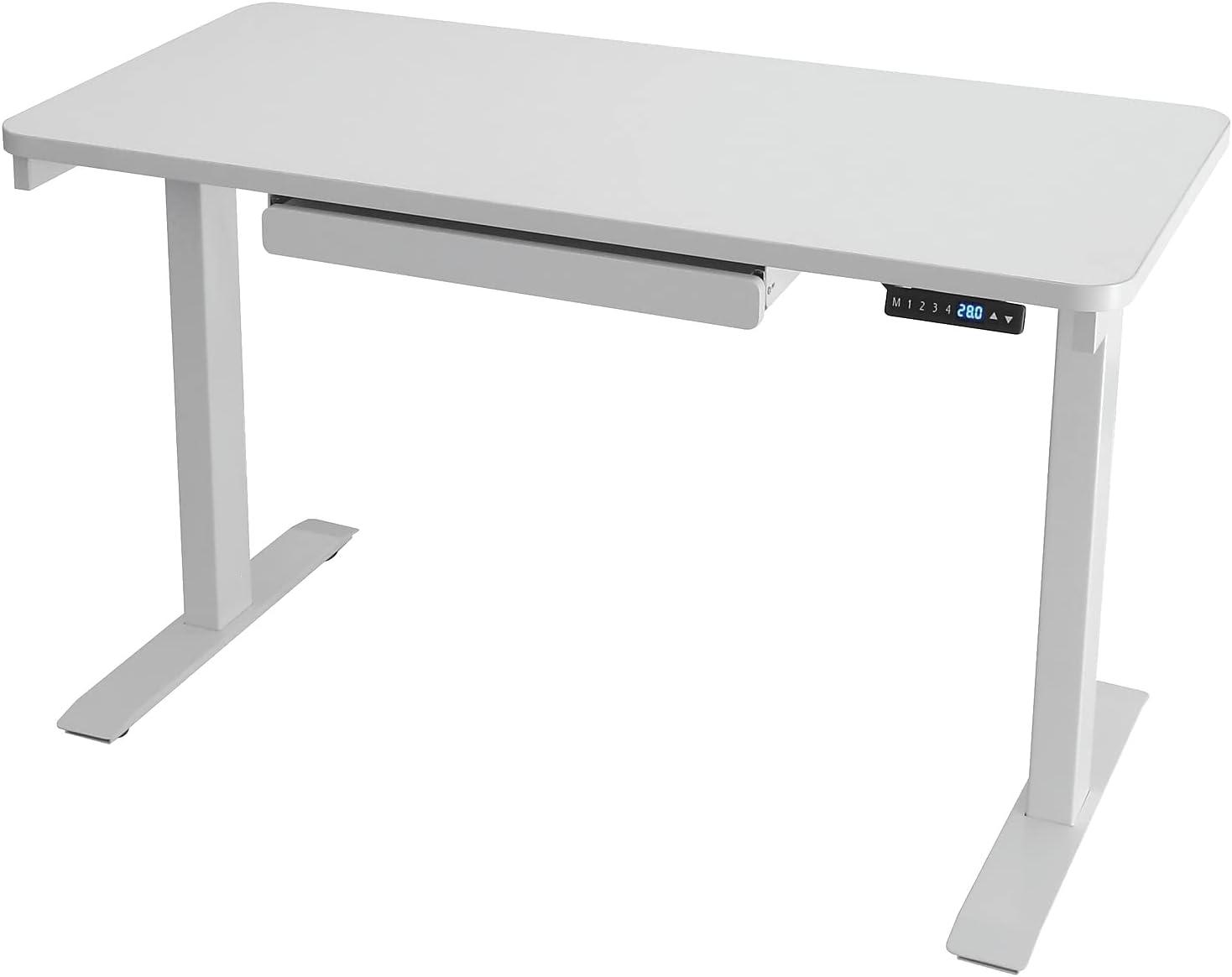 Motionwise White Electric Height Adjustable Standing Desk, 24”x48", Height Adjustable 28"-48" with 4 pre-set height adjustments and USB Charge Port, Multiple Colors