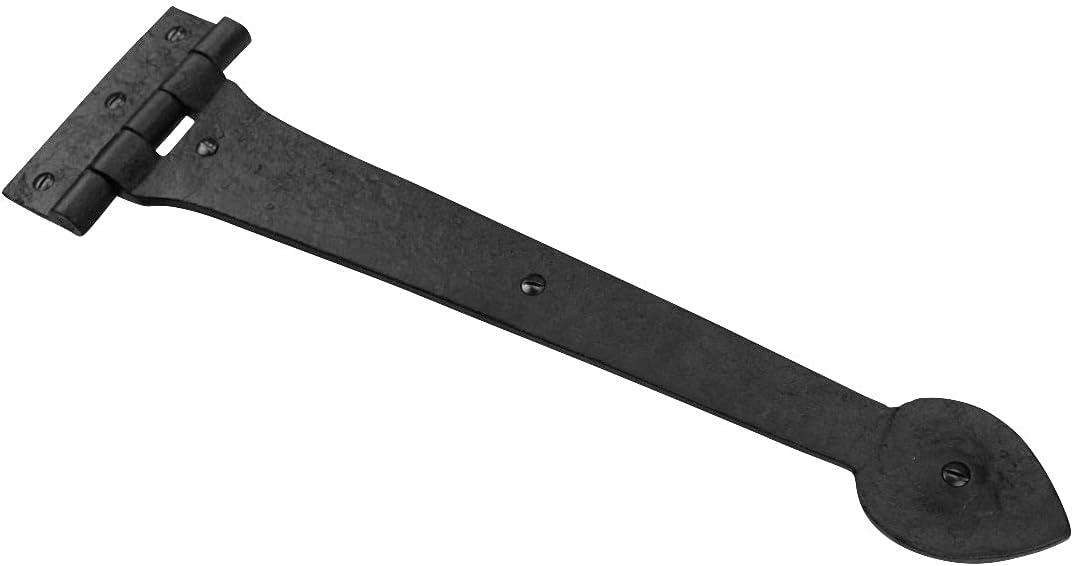 15-Inch Black Wrought Iron Spade Tip Gate Strap Hinge