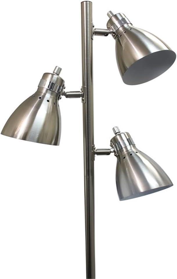 Simple Designs Metal 3-Light Tree Floor Lamp, Brushed Nickel Finish