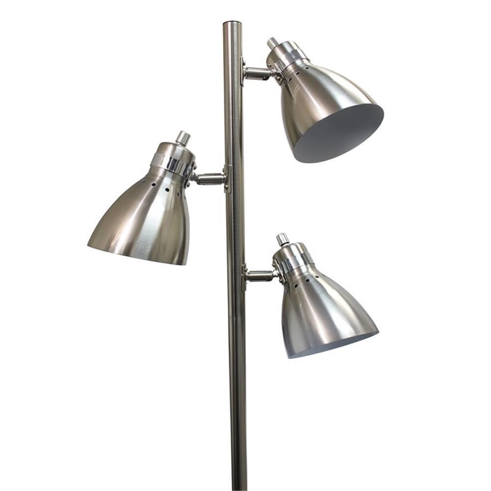 Simple Designs Metal 3-Light Tree Floor Lamp, Brushed Nickel Finish
