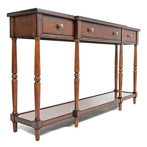 Elegant Antique Mahogany 60'' Rectangular Console Table with Storage