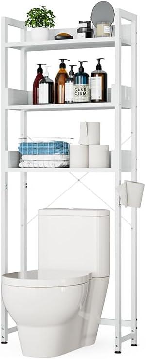 White Bamboo 3-Tier Over-the-Toilet Storage Rack