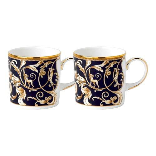 Baroque Print Blue and Gold Ceramic Mug Set