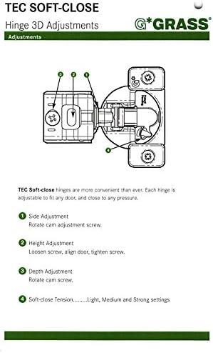 50 Pack Rok Hardware Grass TEC 864 108 Degree 1/2" Overlay Custom 3 Level Soft Close Screw On Compact Cabinet Hinge 04431A-15 3-Way Adjustment 45mm Screw Hole Pattern
