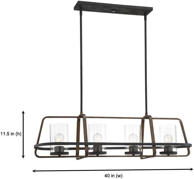 Black Forged Metal 4-Light Island Chandelier