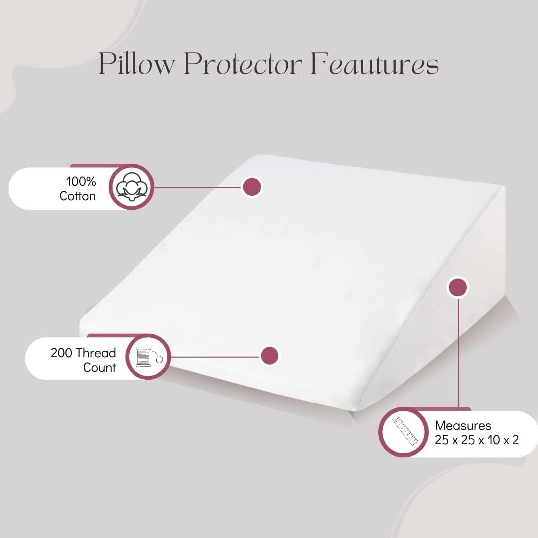 Circles Home 100% Cotton Wedge Pillow Protector with Zipper – (25x25x10x2)