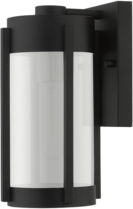 22380-04-Livex Lighting-Sheridan - One Light Outdoor Wall Lantern Black/Brushed Nickel Finish with