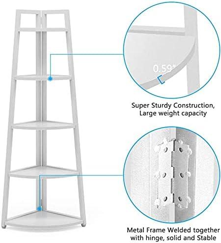 Hommoo 5-Tier Corner Shelf, 70" Tall Corner Ladder Shelf Small Bookshelf