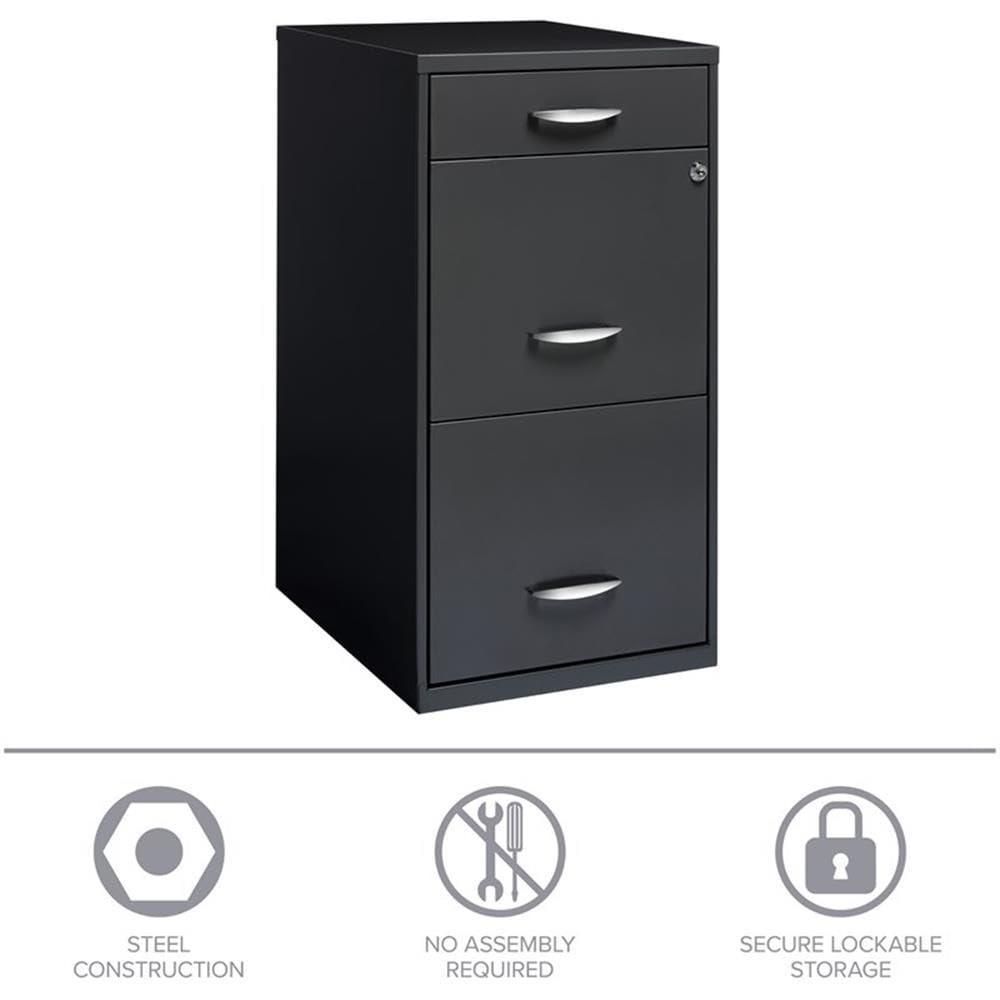 Scranton & Co 3 Drawer File Cabinet in Charcoal