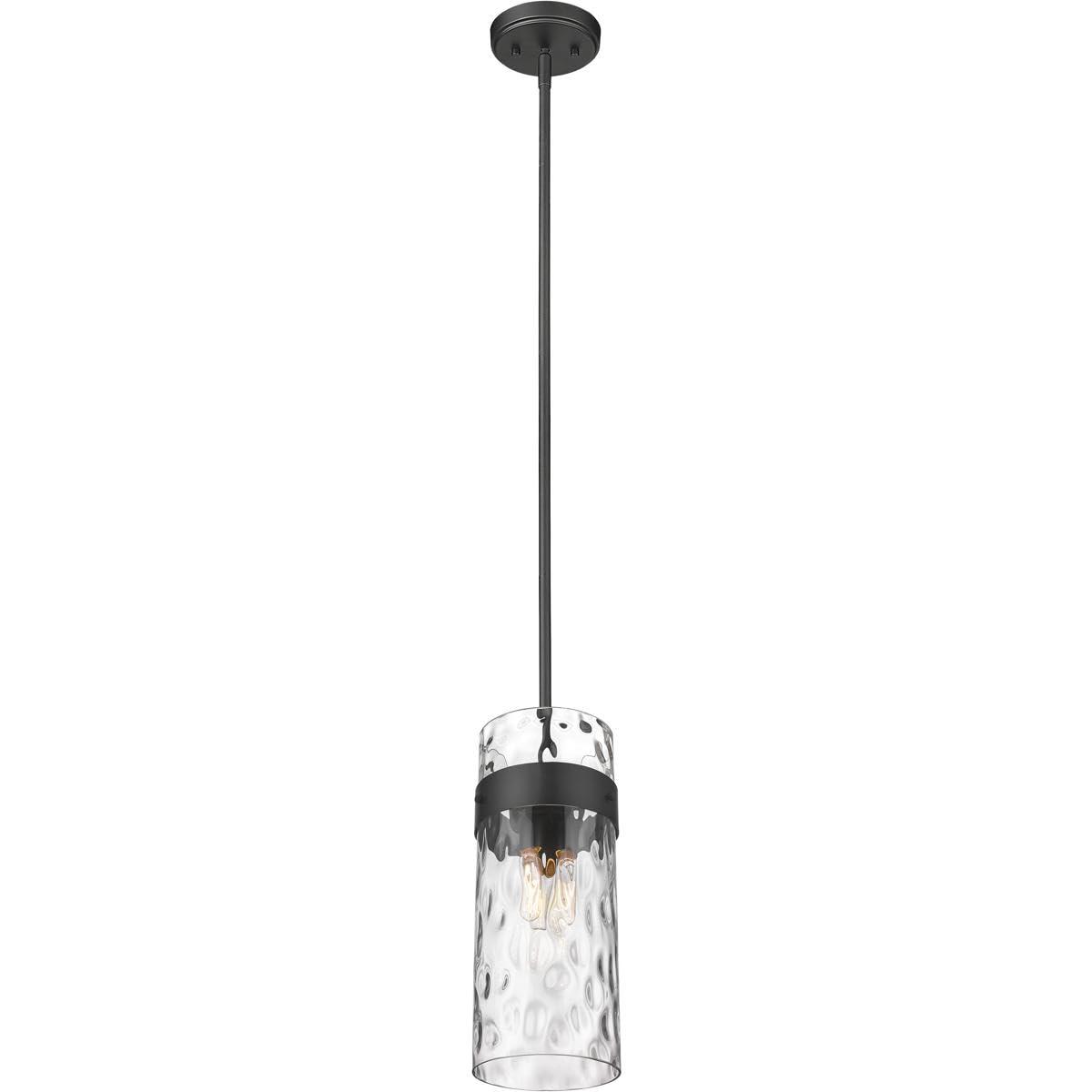 Matte Black and Clear Glass 3-Light Pendant