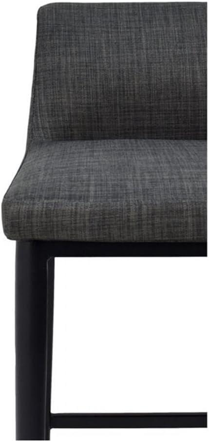 Contemporary Charcoal Gray Upholstered Counter Stool with Steel Legs