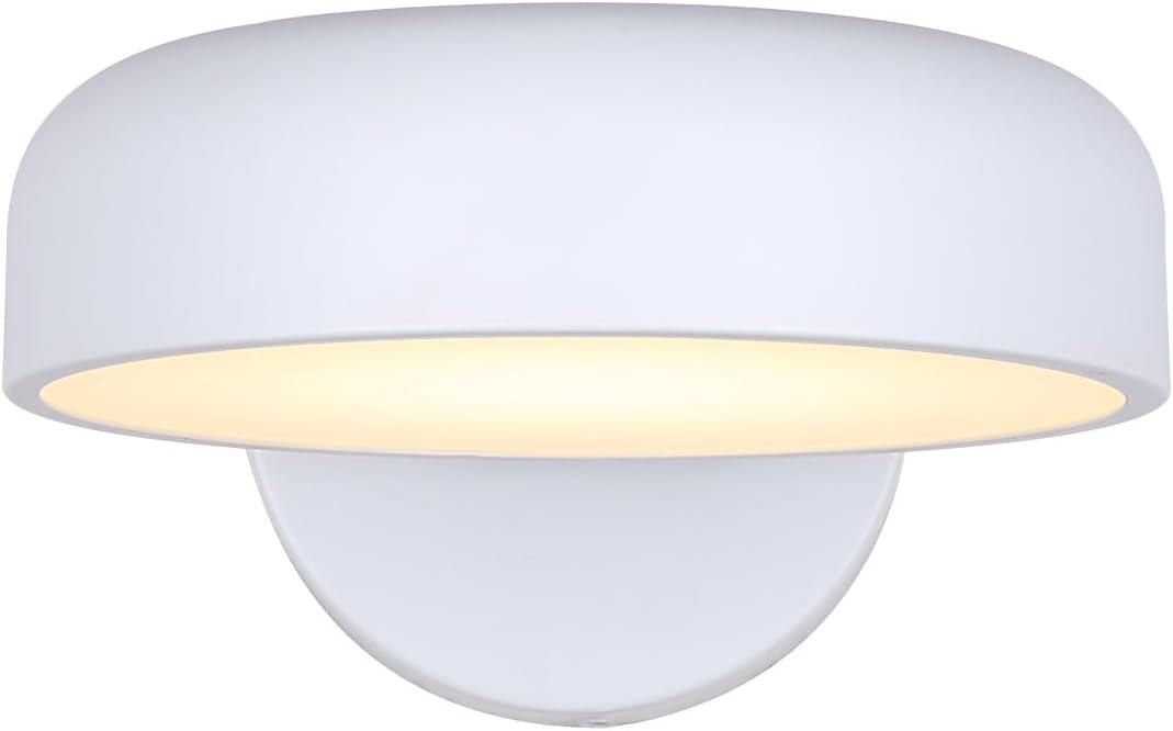 ZARIA 8 in. 1-Light White Integrated LED Wall-Light with White Metal Shade