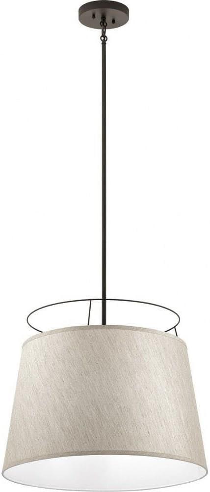 Marika 22" Bronze Pendant Light with Fabric Shade