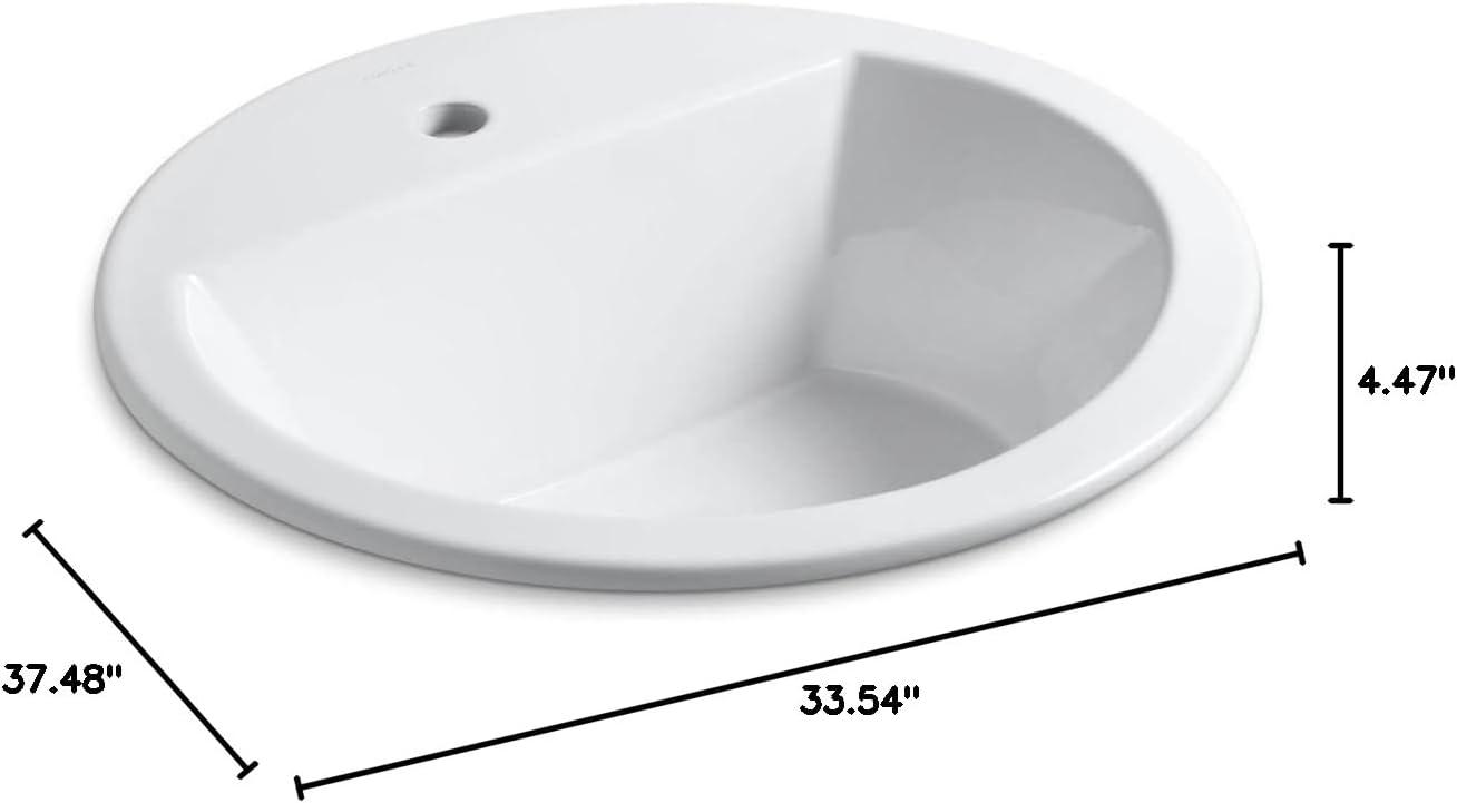 Bryant Ceramic Circular Drop-In Bathroom Sink with Overflow