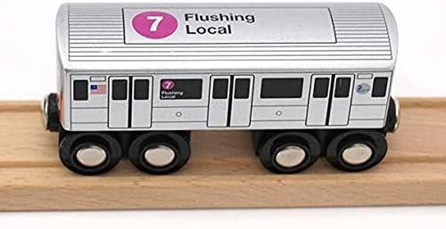 MUNI PALS Munipals New York City Subway Wooden Railway (A Division/IRT) 7 Train/Flushing Express–Child Safe and Tested Wood Toy Train
