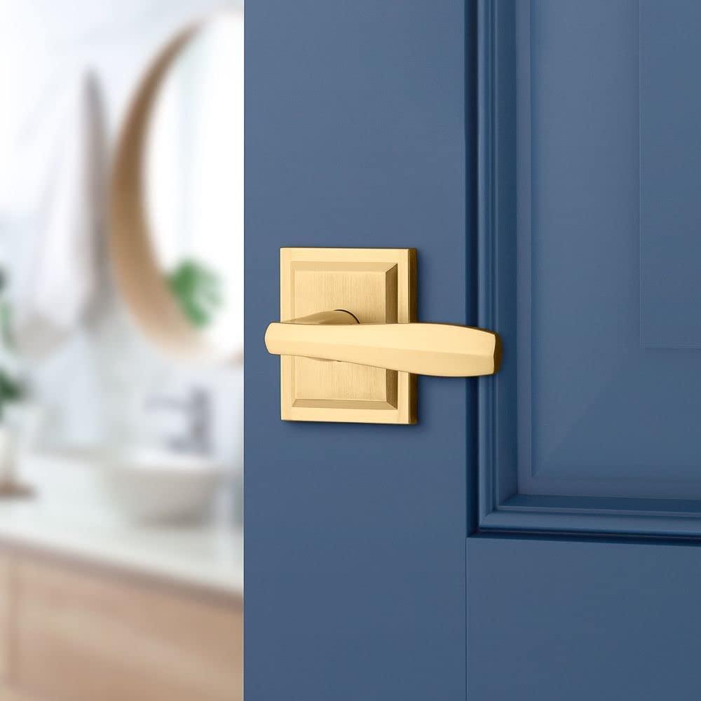 Torrey Satin Brass Low Profile Rose Bed/Bath Privacy Door Handle