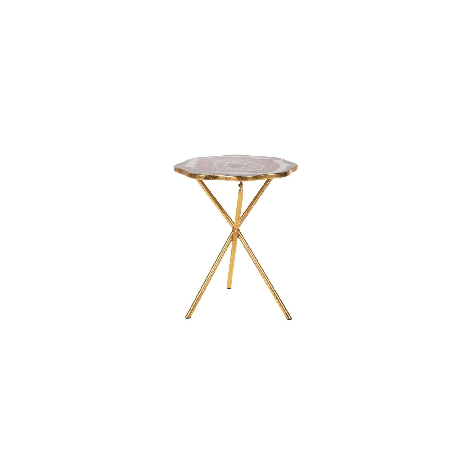 Celeste Faux Agate Side Table - Multi Color/Gold - Safavieh