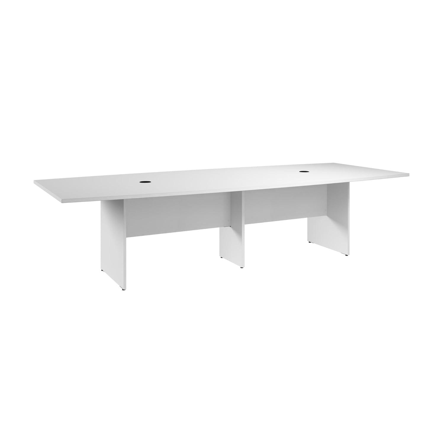 BBF 120W x 48D Boat Shaped Conference Table with Wood Base