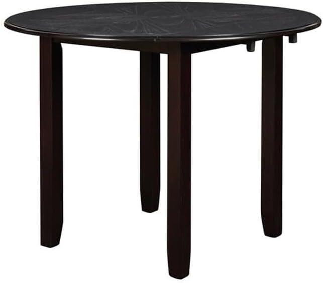 Ebony 42" Round Drop Leaf Dining Table with Two Chairs