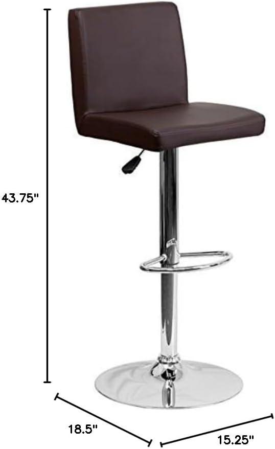 Flash Furniture Contemporary Vinyl Adjustable Height Barstool with Panel Back and Chrome Base