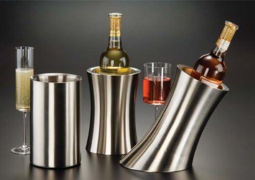 Satin Silver Stainless Steel Round Wine Cooler