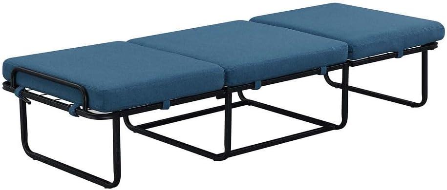 Convenience Concepts Designs4Comfort Folding Bed Ottoman Coffee Table, Soft Blue Fabric