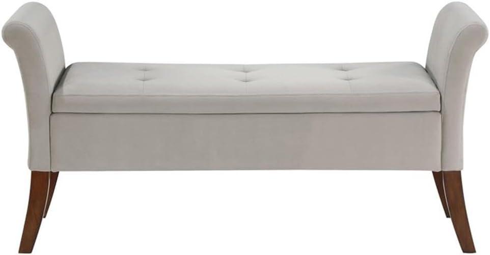 Coaster Farrah Velvet Upholstered Rolled Arms Storage Bench in Beige and Brown